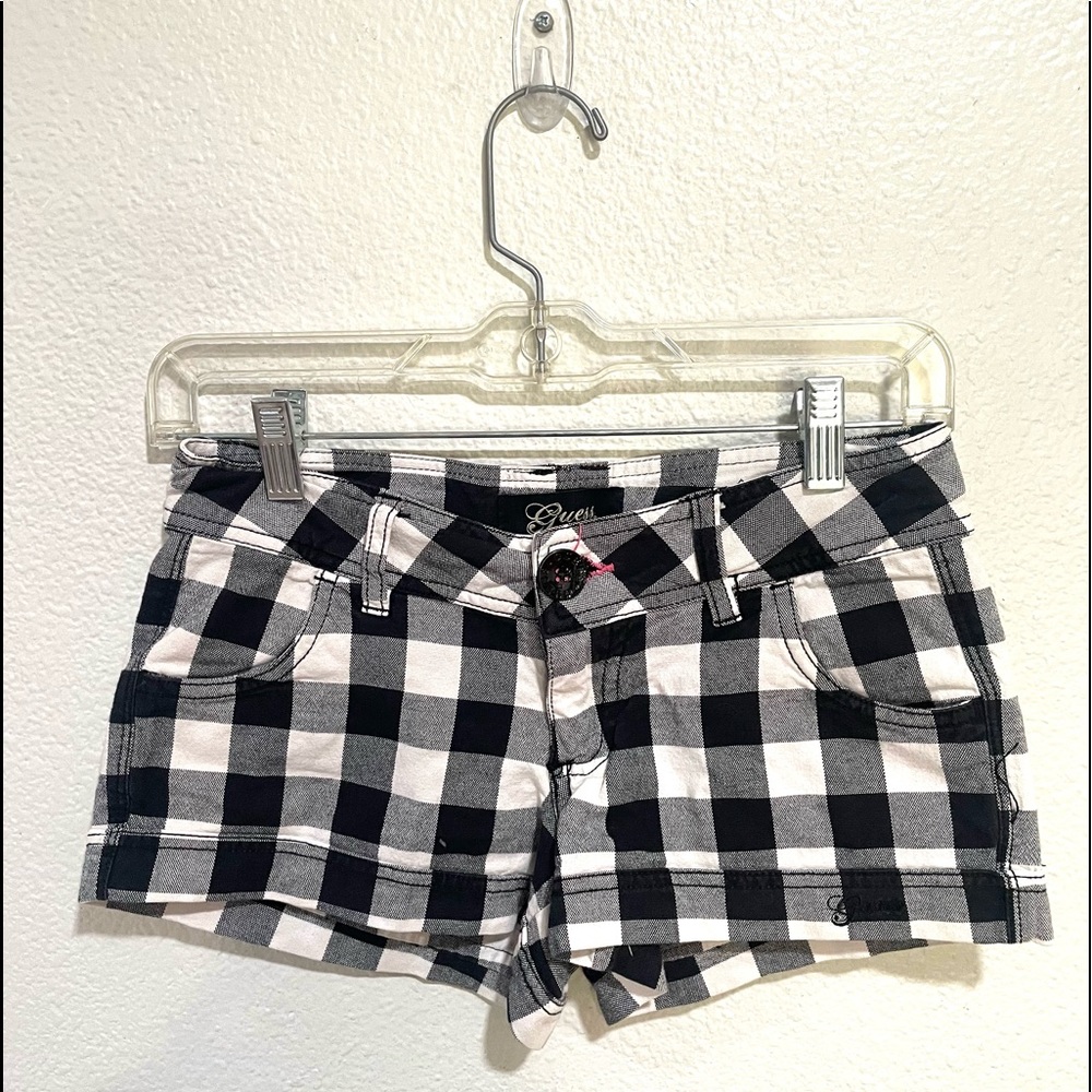 GUESS buffalo plaid low rise booty shorts size 25